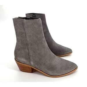 Lisa Vicky Sunny-V Pointed Toe Heeled Bootie in Stone Colored Suede – Size 7 M